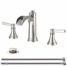 Forious Pro 8" Widespread Bathroom Faucet Metal Pop-up Drain Brushed Nickel
