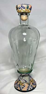 Amor Mio Tequila Bottle Mandez Torres Pottery Numbered Lid & Base Painted *EMPTY