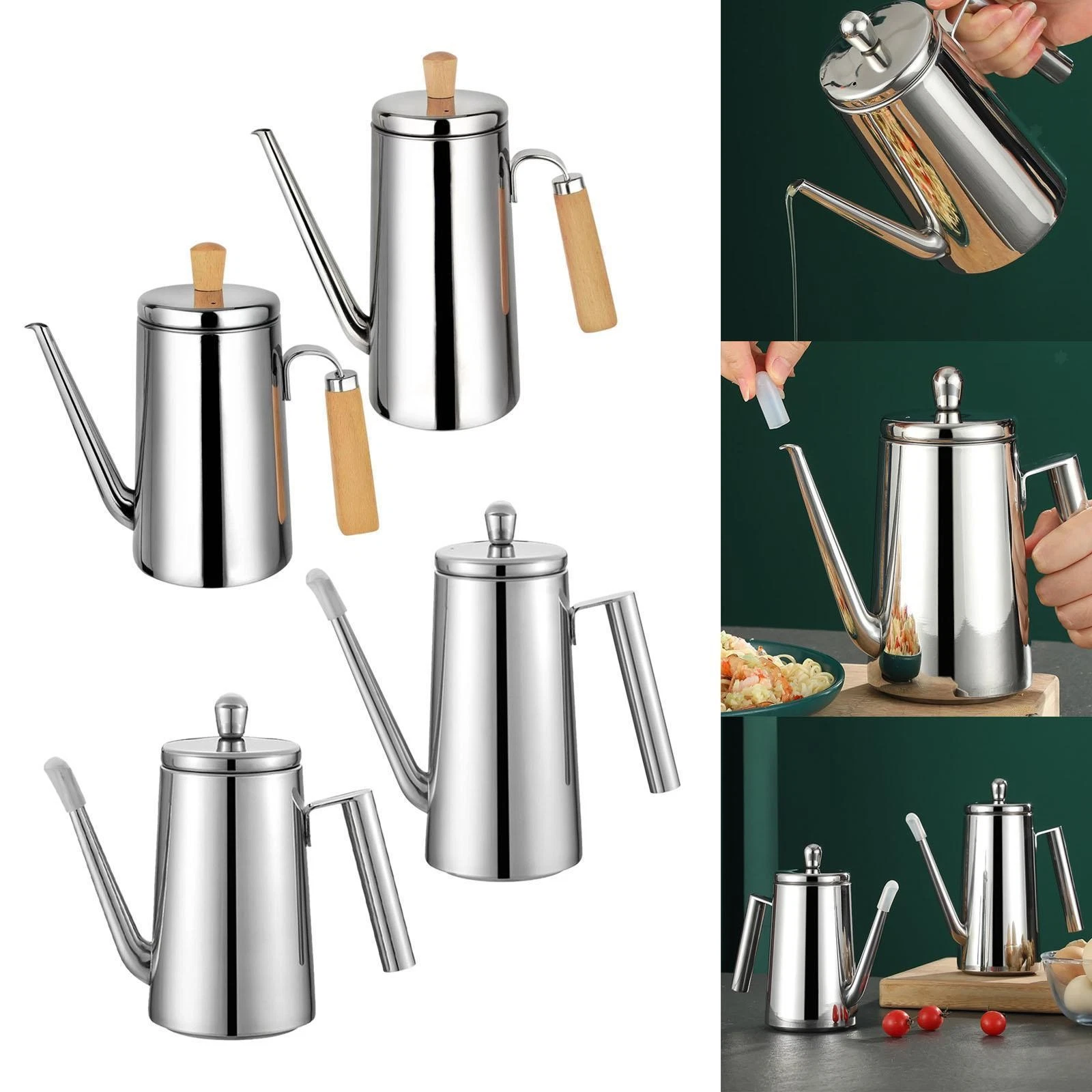 Stainless Steel Olive Oil Dispenser Bottle Oil Container Easy Pouring