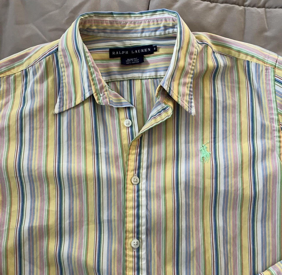 De colección Ralph Lauren Etiqueta Azul Mujer Calce Ajustado Algodón Abotonado Talla 8 Mediana Foto 2 de 4