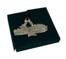 Longaberger Commemorative Pewter Holly Basket Christmas Ornament Tie-on