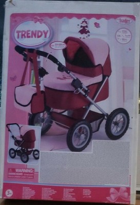 Bayer: Trendy Doll Pram for Dolls Up to 68cm with Adjustable Handle and Stora...