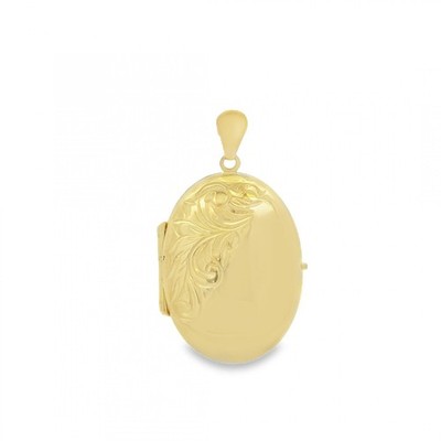 Medaillon 9 kt Gelbgold mit Federgravur - 17 x 19 x 5 mm - 2,9 g