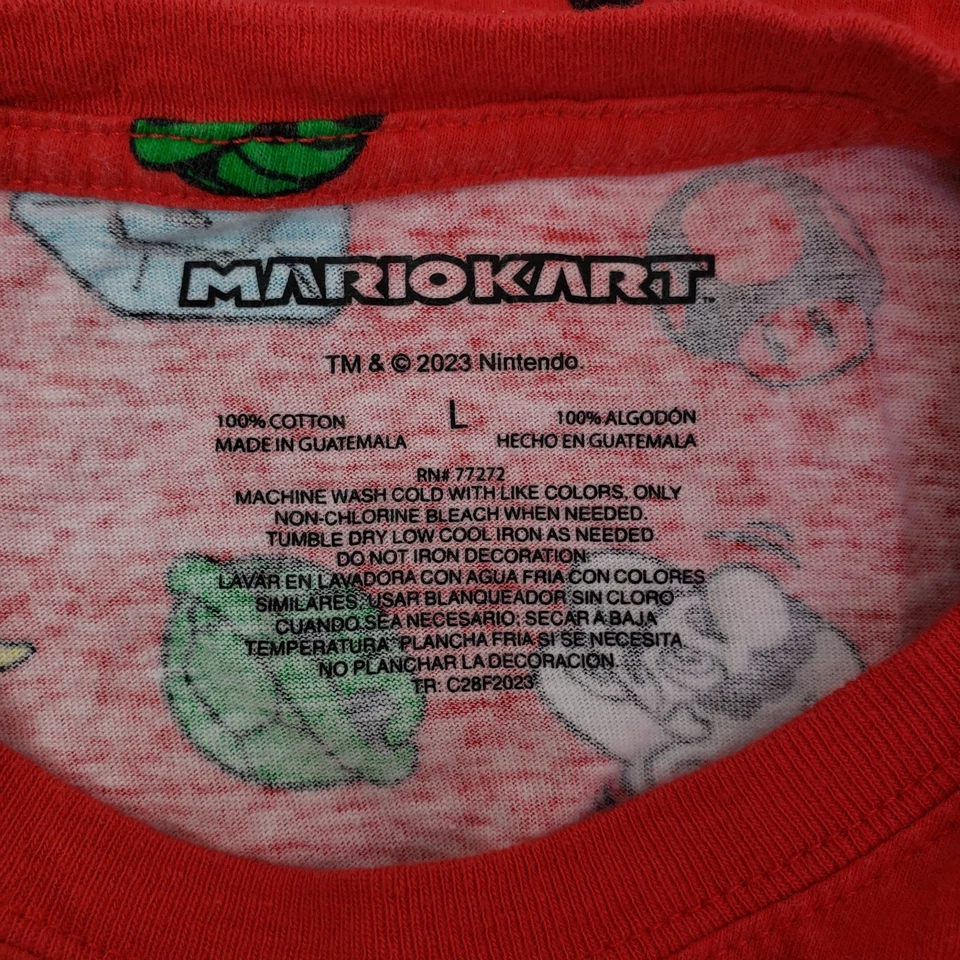 MarioKart Youth Boys Size L Red All Over Print Short Sleeve Crew Graphic T-Shirt - Image 4 of 4