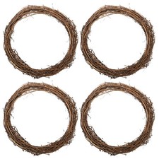 4Pack 10 Inch Rattan Wreath Vine Branch Wreath Garland Brown