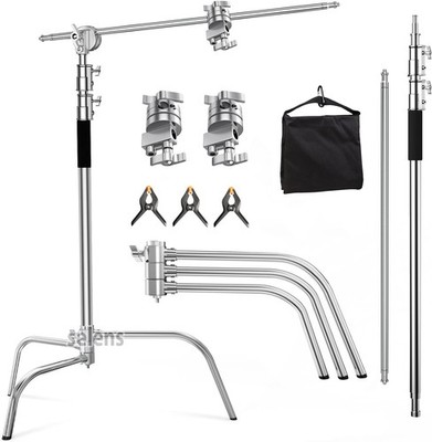Selens 11ft Studio Heavy Duty Light C Stand Tripod Boom Arm 1/4'' 3/8'' Sandbag