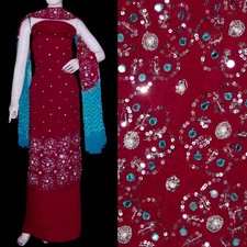 MARN PURE CREPE INDIAN PAKISTANI LADIES SALWAR KAMEEZ SUIT MATERIAL HAND WRK SNJ