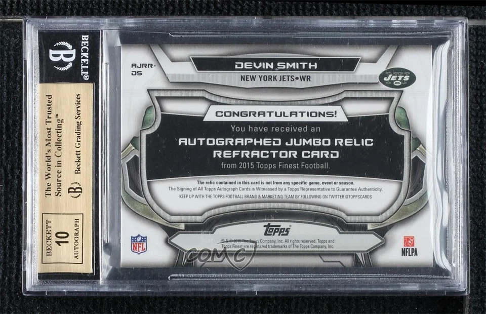 2015 Topps Finest X-Fractor /20 Devin Smith BGS 9.5 GEM MINT Rookie Auto RC - Image 2 of 2