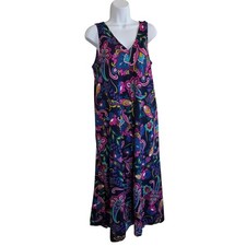 Soft Surroundings Paisley Maxi Dress V Neck Sleeveless Rosalia Petite Large Boho