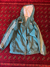 Very Rare Vintage Men's Hooded Full-Zip Adidas Jacket Green Striped Size L