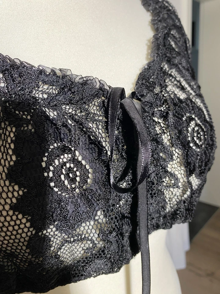 Marjo? Dirndl-Bluse Puffarm Spitze als Carmenbluse tragbar 42/44 schwarz - Bild 2 von 4