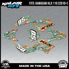 Graphics Kit for Kawasaki KLX110 KLX110R/RL (2010-2024) Snagged Series -Orange