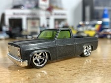 Hot Wheels Black Oxide Custom Gun Blued 83 Chevy Silverado with Wheel Swap Loose