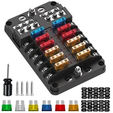 Marine Fuse Block 12v Fuse Box: 12Way Boat Fuse Panel 12v Power Distribution ...