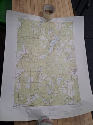Vintage USGS Fortune Lakes Quadrangle Topographic Map MI WI 1944