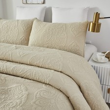 Brandream Twin Size Quilt Set Cotton Beige Paisley Matelasse Bedspread Vintage