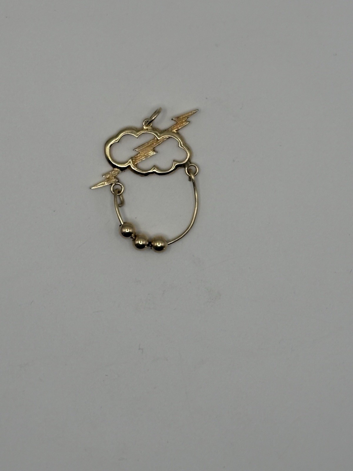 UNIQUE 14K SOLID GOLD THUNDER LIGHTNING CLOUD CHA… - image 1