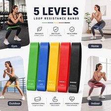 5 Pack Resistance Bands Exercise Loop Workout Fitness Gym Strength Training Yoga