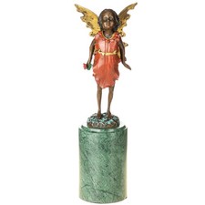 Fabrige Bronze Skulptur Elfe auf Grün Marmor sockel nach Milo