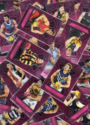 2025 AFL FOOTY STARS CARD LOT DRAGON SCALES LUMINOUS PINK CARDS /FINISH YOUR SET
