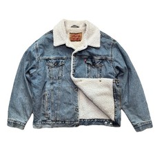 VTG 80s 90s Levi  s Denim Blue Sherpa Lined Trucker Jacket Mens XL 70609 0389