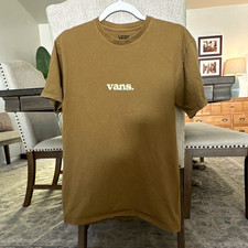 VANS Logo Graphic Crew Neck Short Sleeve T-Shirt Brown Cotton Men's M