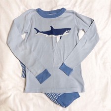Hanna Andersson Moon and Back blue shark pajamas size 140 or US 10