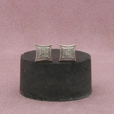 zales sterling silver diamond accent squared stud earrings
