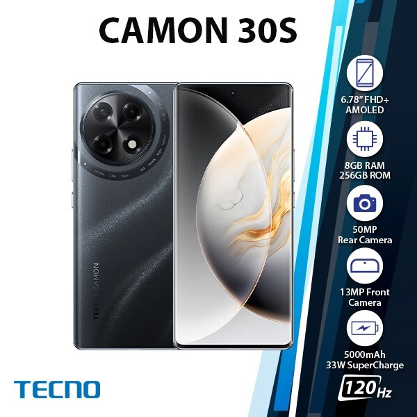 TECNO CAMON30 5G グローバル版 8GB/256GB中古Aランク TECNO Camon 30 5G(8GB+256GB)Black 6.78