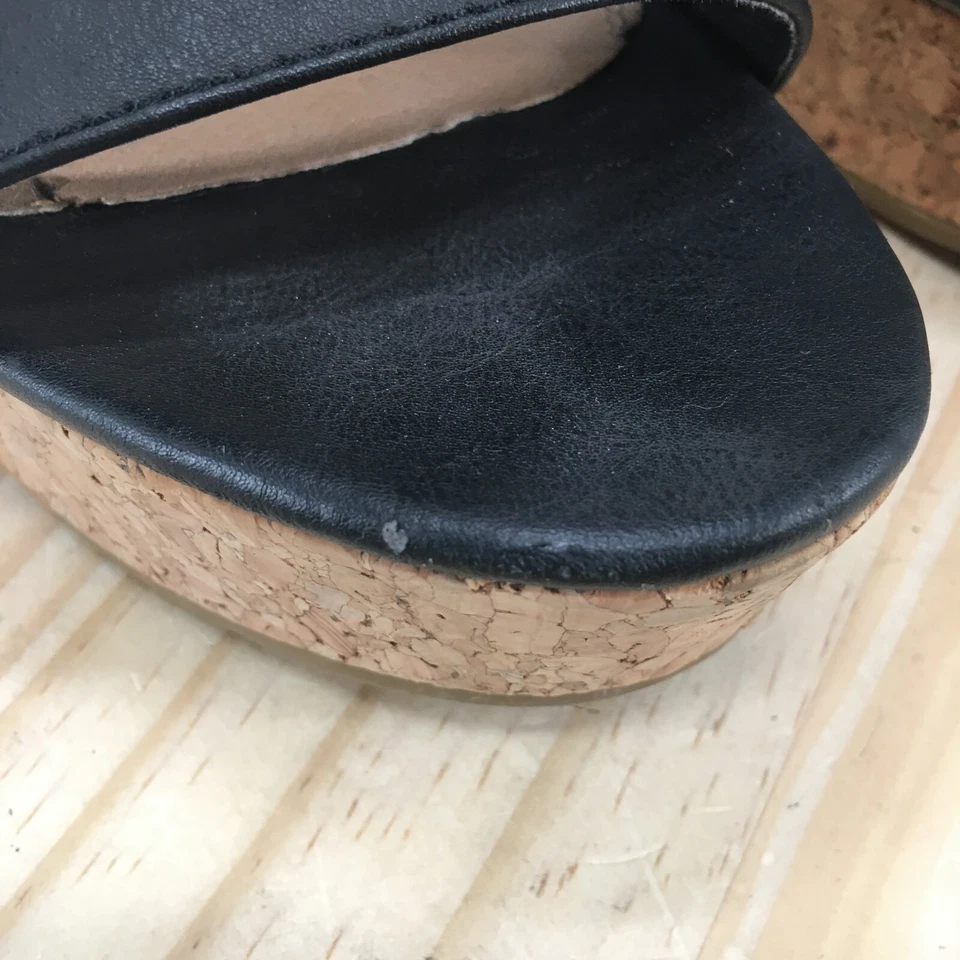 Tacones Rampage para mujer 9,5 M Happy Platform negro imitación cuero cuña hebilla informal Foto 4 de 4