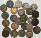 1882 HALF-ROLL OF 25 BRONZE INDIAN HEAD CENTS PENNIES, GRADES: AG - VF