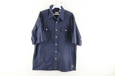 Vintage Levis Mens Medium Faded Spell Out Double Pocket Button Shirt Navy Blue