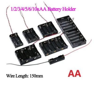 MARKENLOS/GENERISCH Batteriehalter 1/2/3/4/5/6/10xAA 1,5V Batterien Box Koffer Aufbewahrung mitKabel