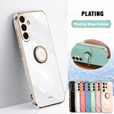 For Samsung A06 A16 A25 A35 A55 Shockproof Plating Ring Stand Phone Case Cover