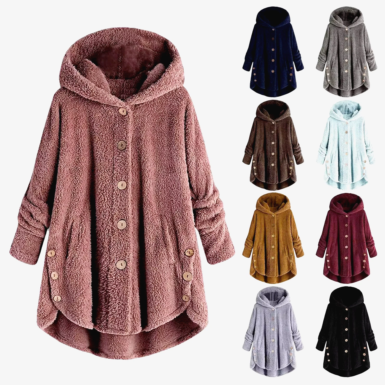 Jacket Fleece Coat Winter Hoodie Fur Women's Sweater Warm Button Parka *20% OFF*