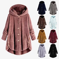 Jacket Coat Winter Fur Women's Sweater Warm Fleece Hooded Button Parka *20% OFF*