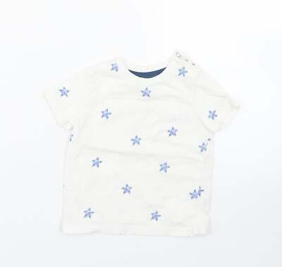 F&F Baby weißes Baumwollmischung T-Shirt Größe 6-9 Monate Druckknopf