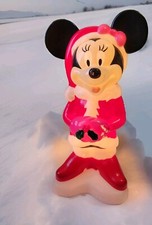 Gemmy Minnie Mouse 21  Christmas Blow Mold Lighted Yard Decor Santa Disney READ