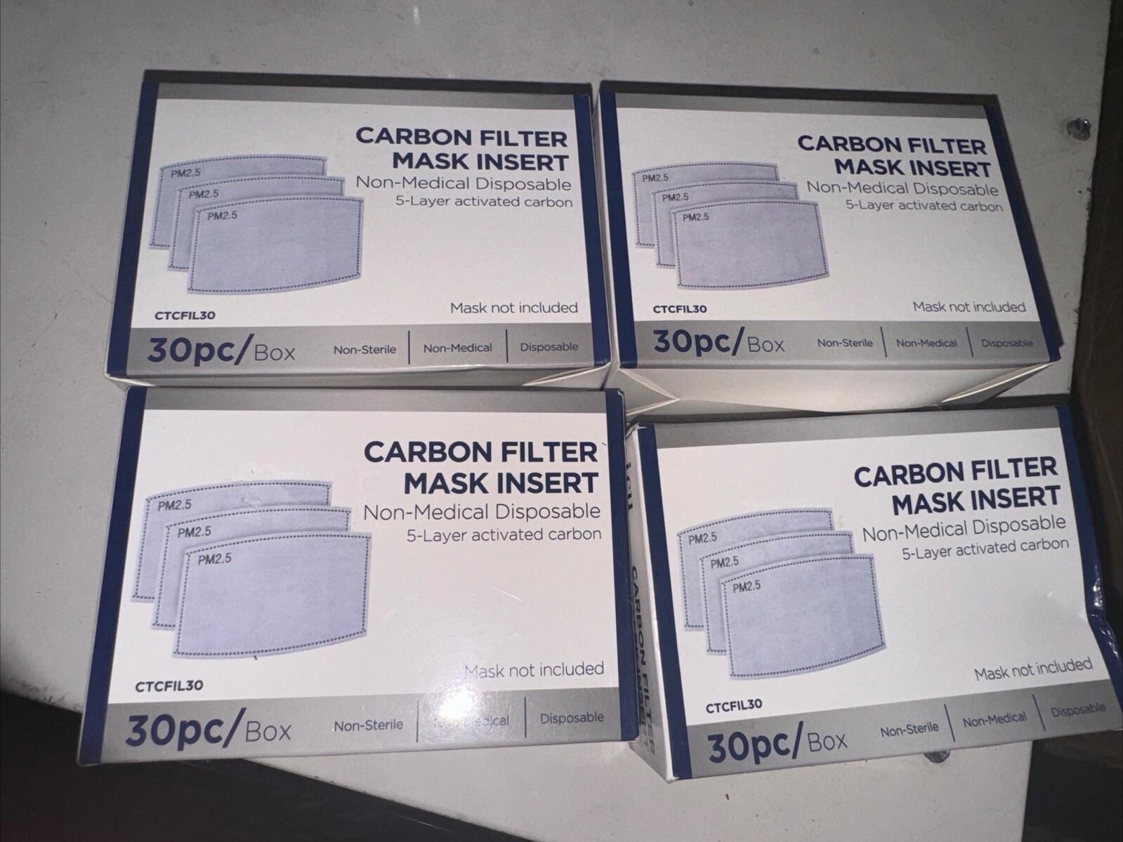 ICU Health Carbon Filter Face Mask Insert - 30ct Lot of 4 | eBay