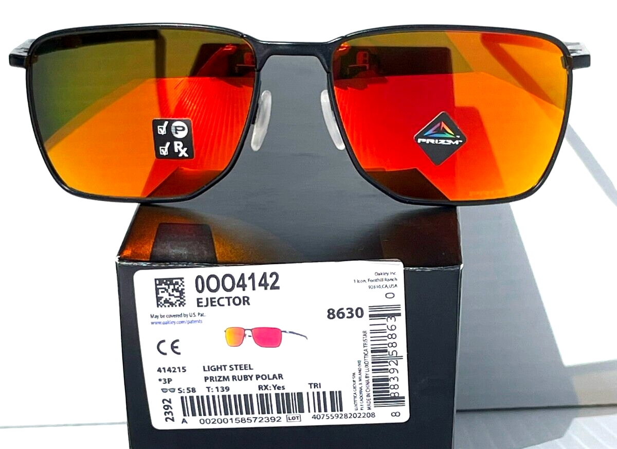 NEW Oakley EJECTOR Light Steel POLARIZED PRIZM Ruby Lens Sunglass