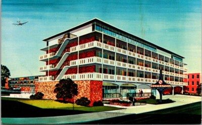 Memphis TN Sheraton Motor Inn Plane In Flight Artist Rendering postcard JP13
