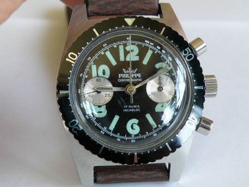 PHILIPPE CHRONOGRAPHE-ACCIAIO-OVERSIZE(38,5 MM)-CASSA A VITE-SUB 200 M-LAND. 248 - 第 1/12 張圖片