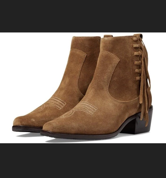 Novo Na Caixa Donald Pliner Botas Femininas de Camurça “Mona” Franja Western Tamanho 8.5M Fabuloso! - Imagem 2 de 4