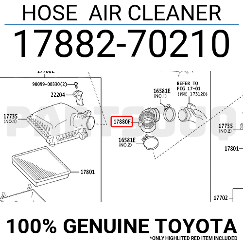 1788270210 Genuine Toyota HOSE AIR CLEANER 17882-70210 | eBay