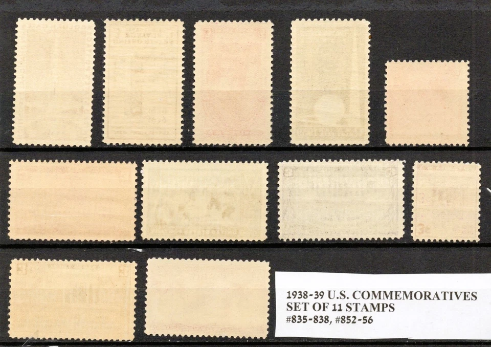 1938–39 US Commemoratives Full Year Set 11 Stamps #835–838, 852–856 MNH - Image 2 of 2