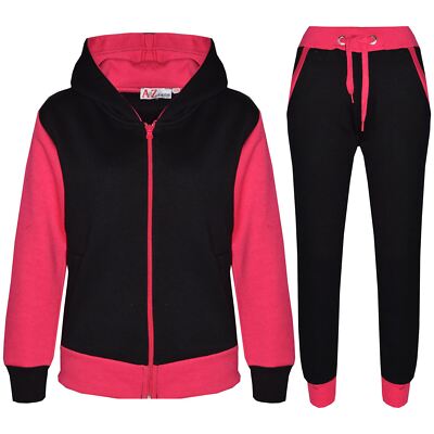 Kinder Trainingsanzug Mädchen Jungen Fleece Kapuze Hoodie Unterteil Jogger 7-13 Jahre