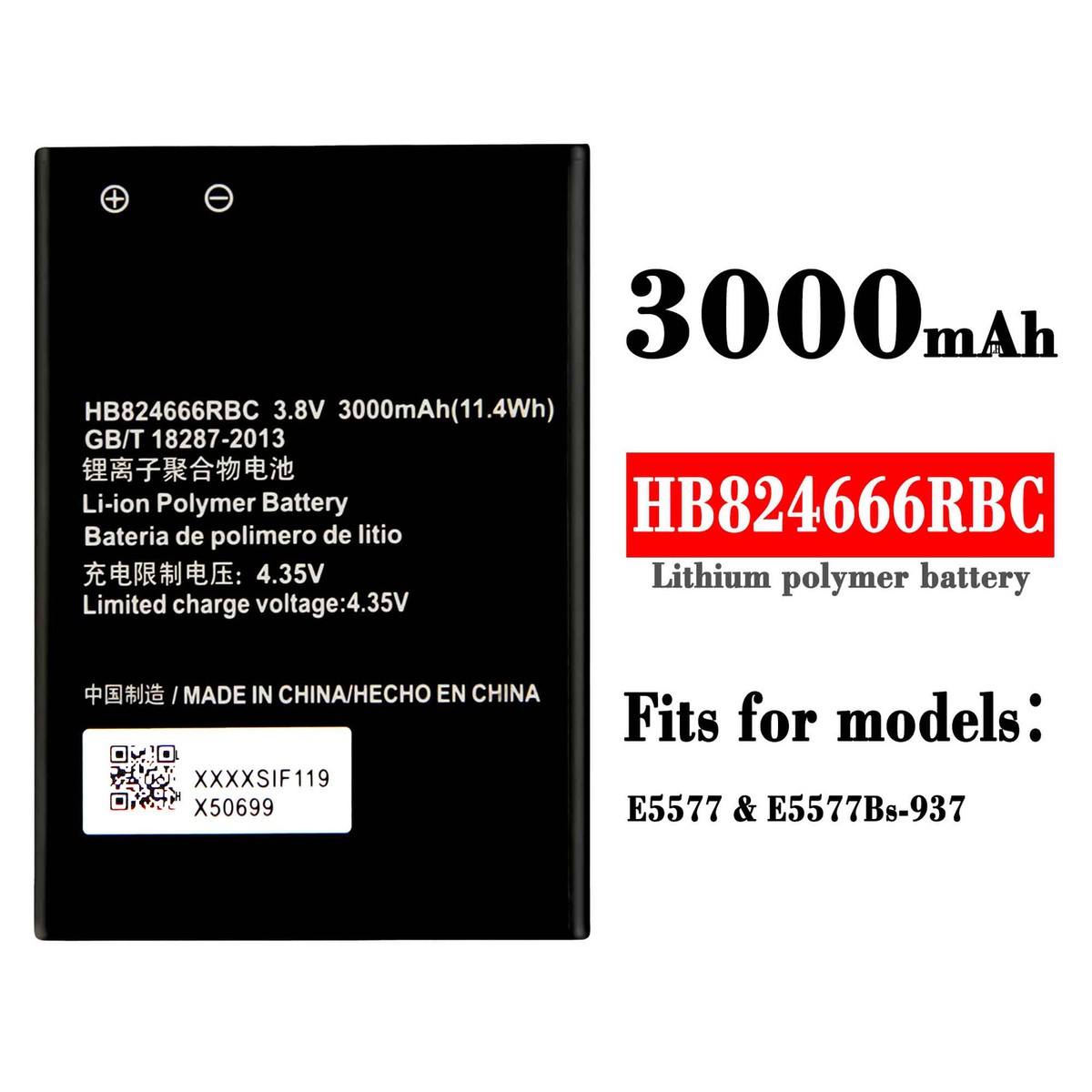 New 3000mAh HB824666RBC Internal Phone Battery For Huawei E5577