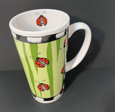 Alicia Tormey Coffee Tea Latte Mug Lady Bugs Tall '' Bug Me'' 16oz Stoneware #1