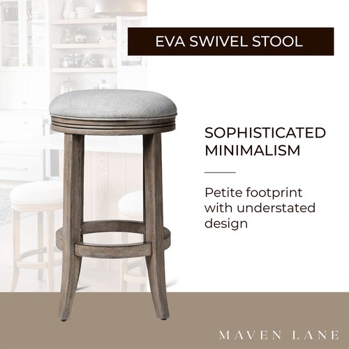 Maven Lane Eva Counter Stool, Reclaimed Oak Finish w/ Ash Grey Fabric, Set of 4 - Picture 3 of 6