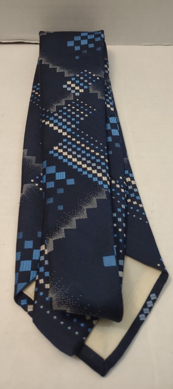 Johnny Carson Blue Geometric Polyester Necktie Vi… - image 2